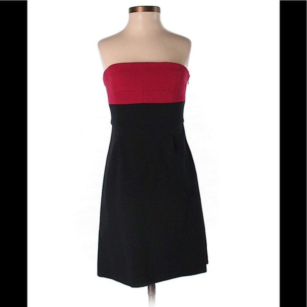 NWOT Theory Red and Black Strapless Dress (0)